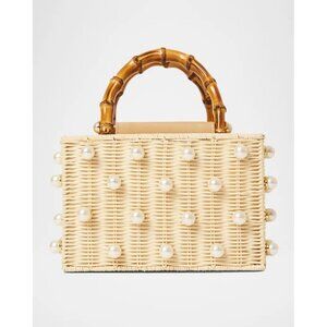 B-206. BTB Los Angeles Chloe Pearly Rattan Box Top-Handle Bag